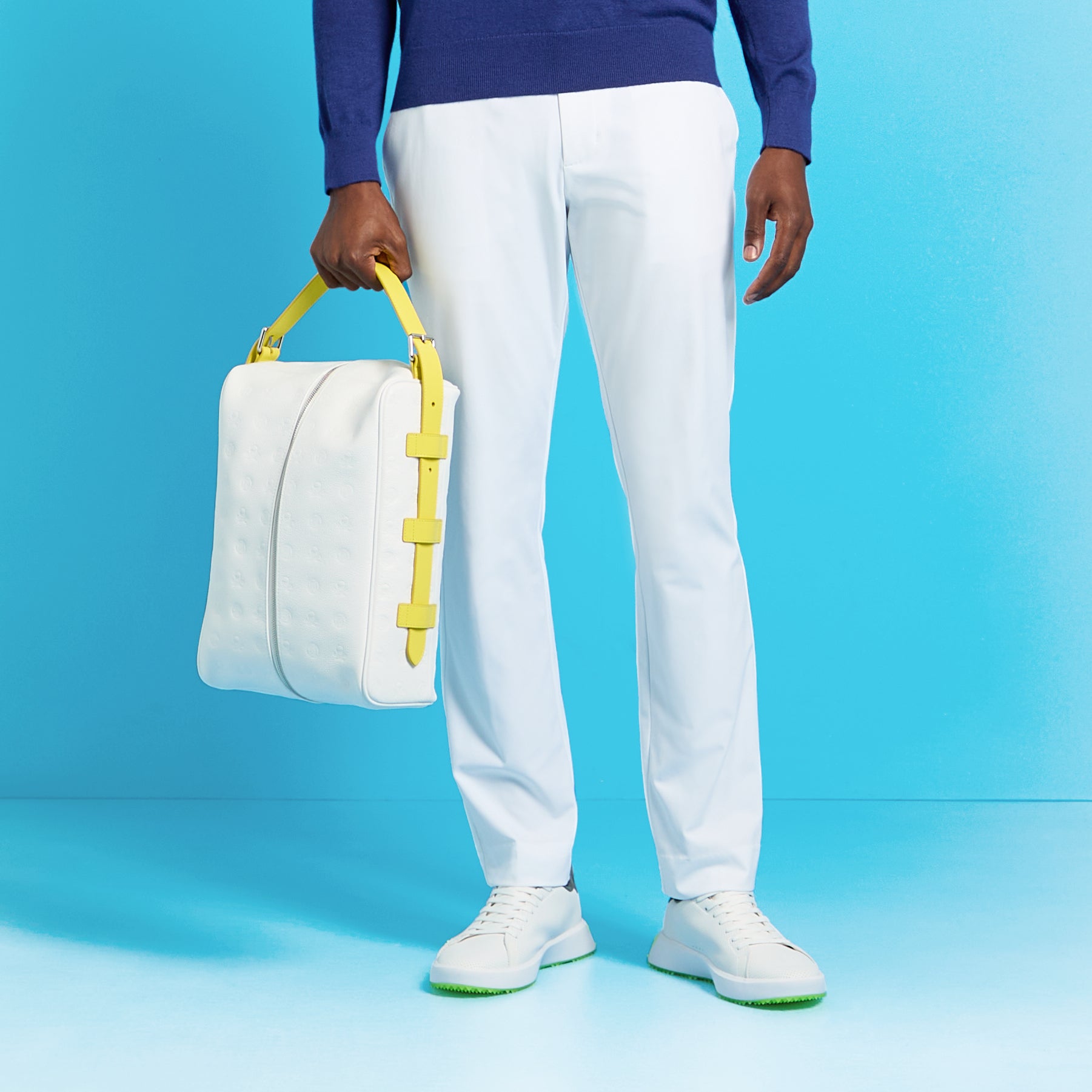 EMBOSSED LEATHER GOLF SHOE BAG SNOW