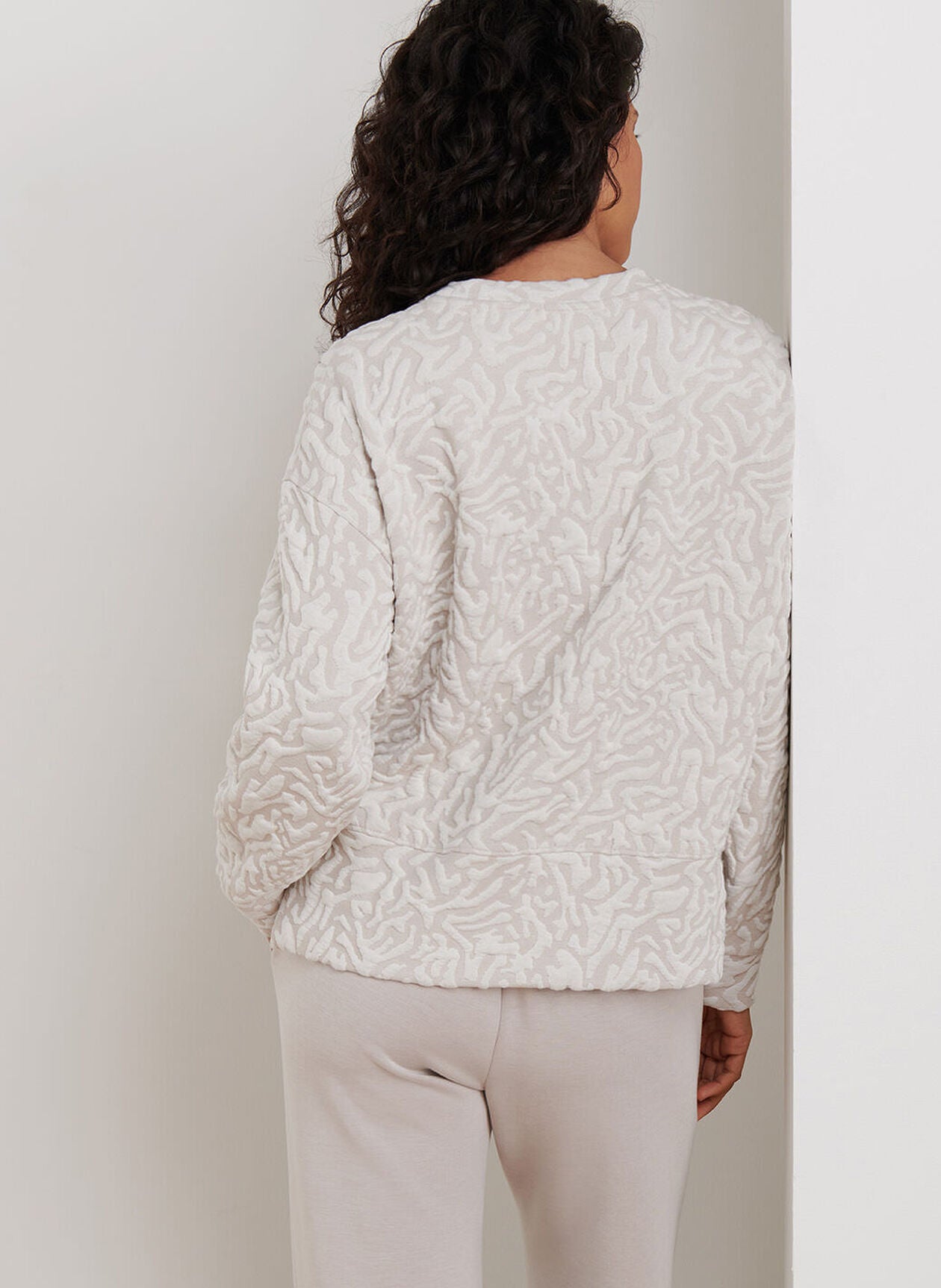 Flora Knit Jacquard Crewneck PEBBLE