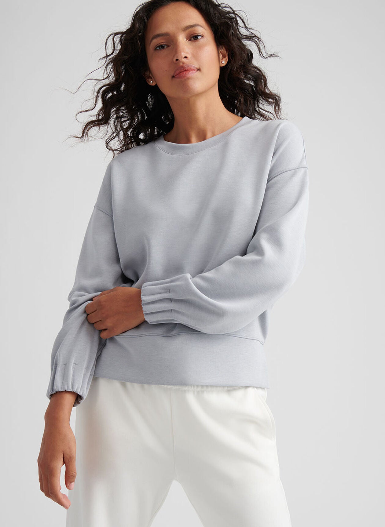 Flora Knit Melange Crewneck LIGHT GREY