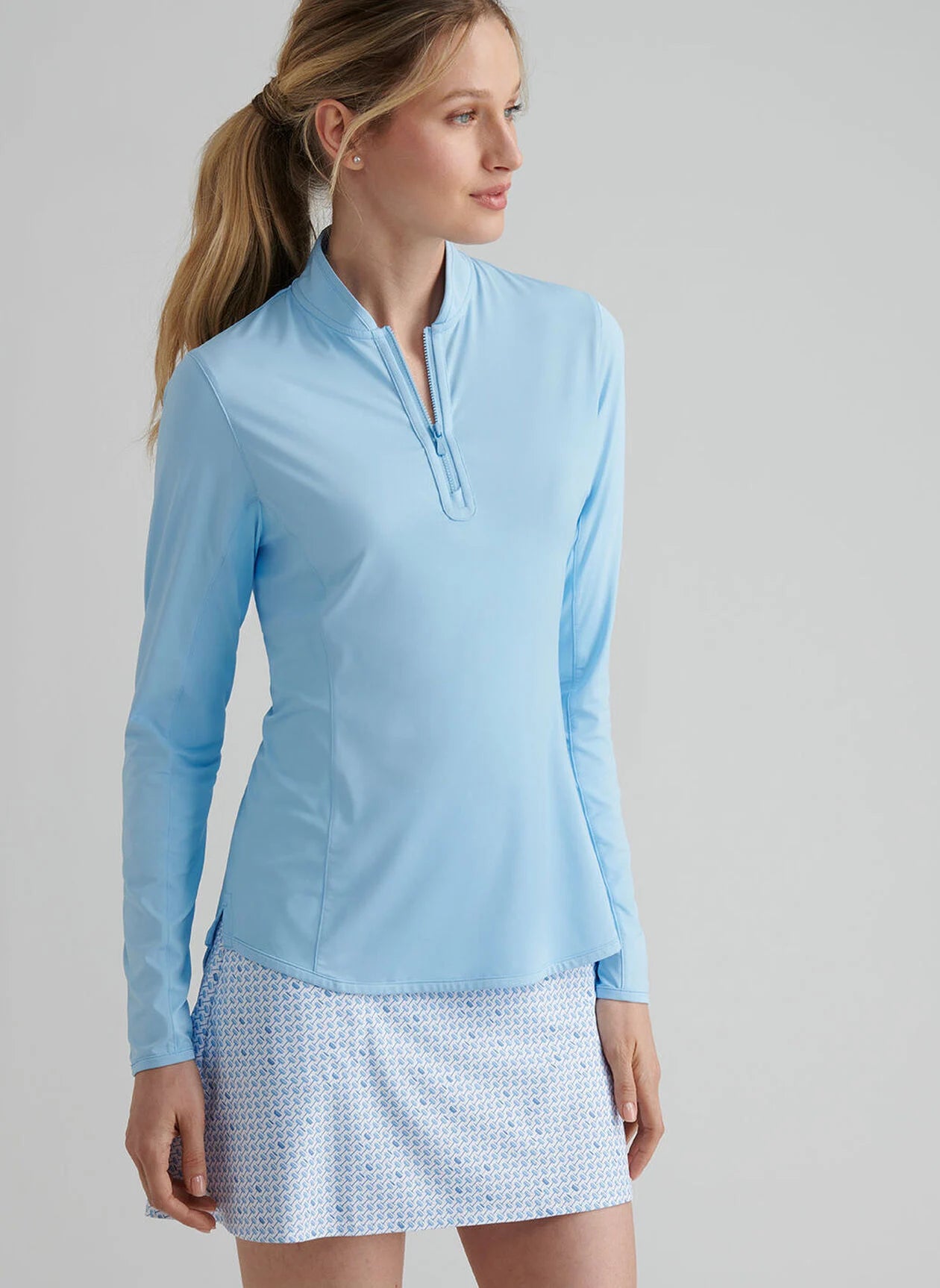 Lightweight Long-Sleeve Zip Sun Shirt BLUE SOUND