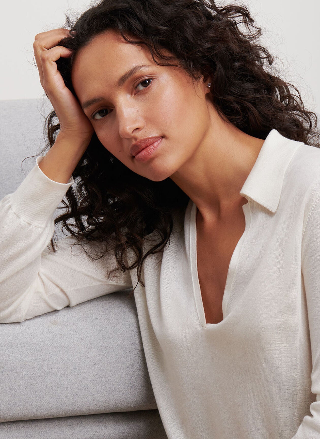 Corinne Collared Sweater IVORY