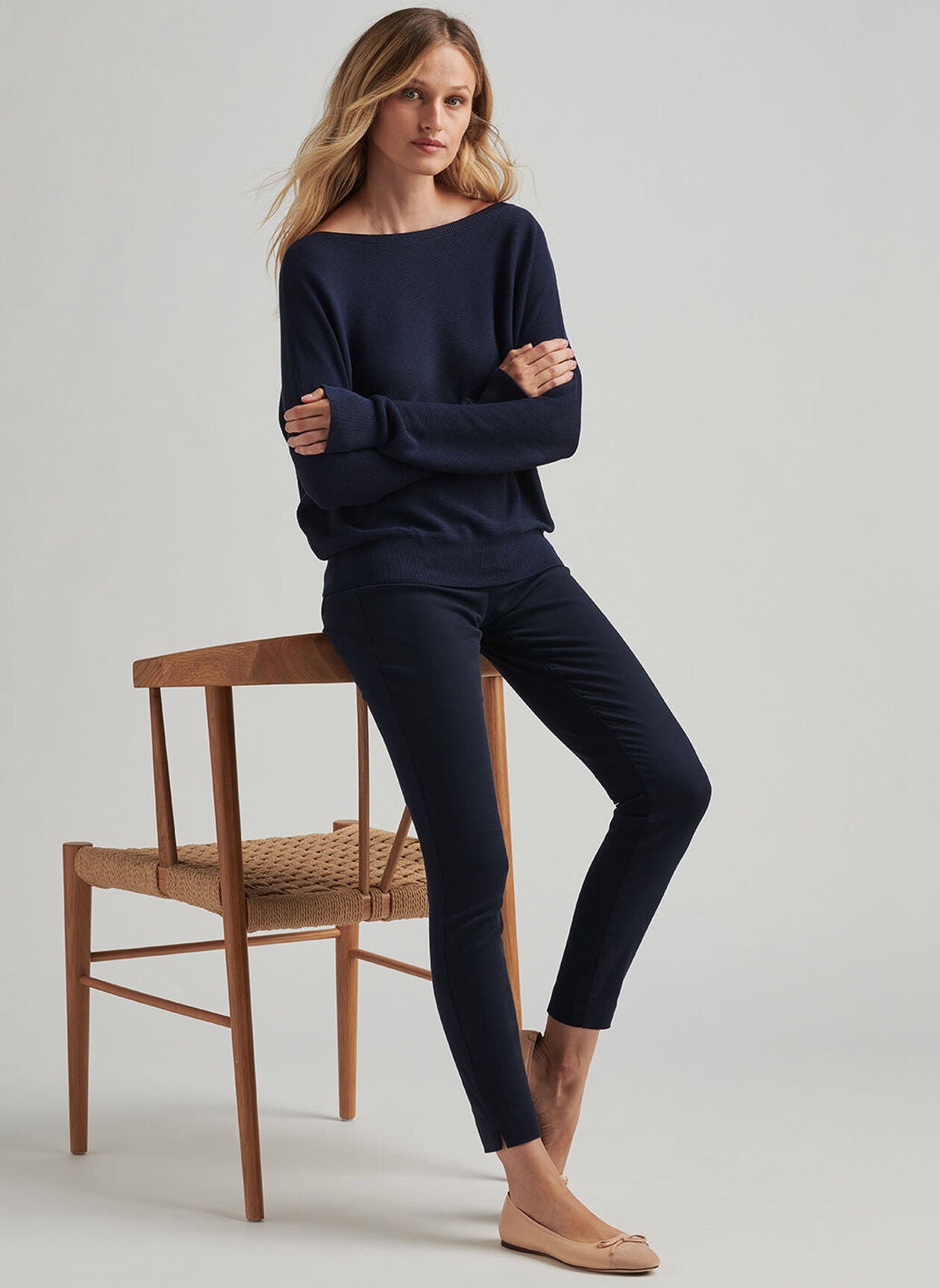 KARLIE STRETCH SATEEN PANT NAVY