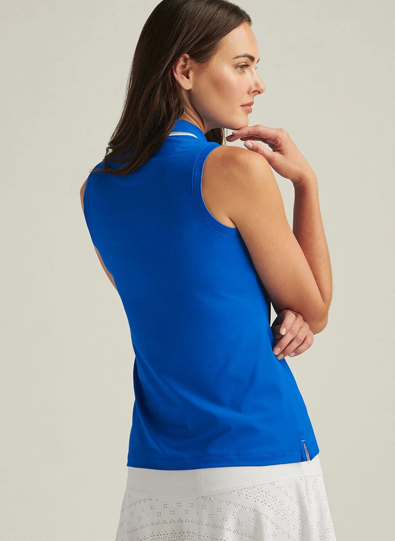 CHRISSIE SLEEVELESS POLO SAPPHIRE/WHITE