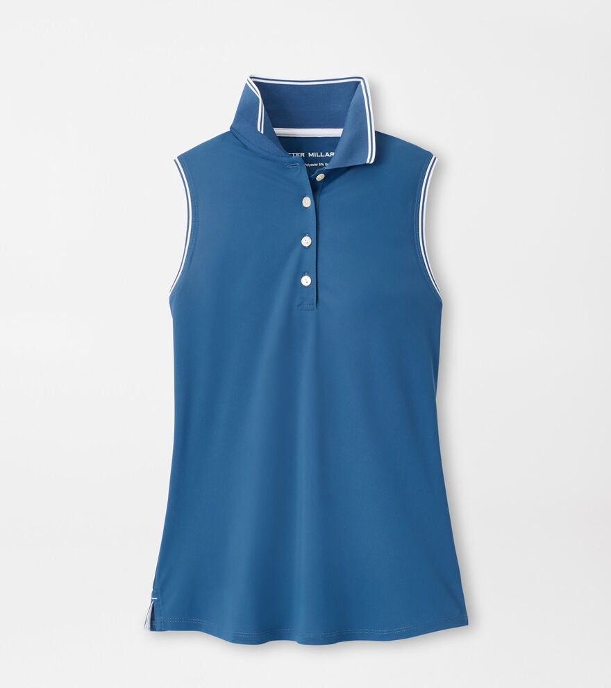 Canterbury Tipped Sport Mesh Sleeveless Polo Windsor Blue/White