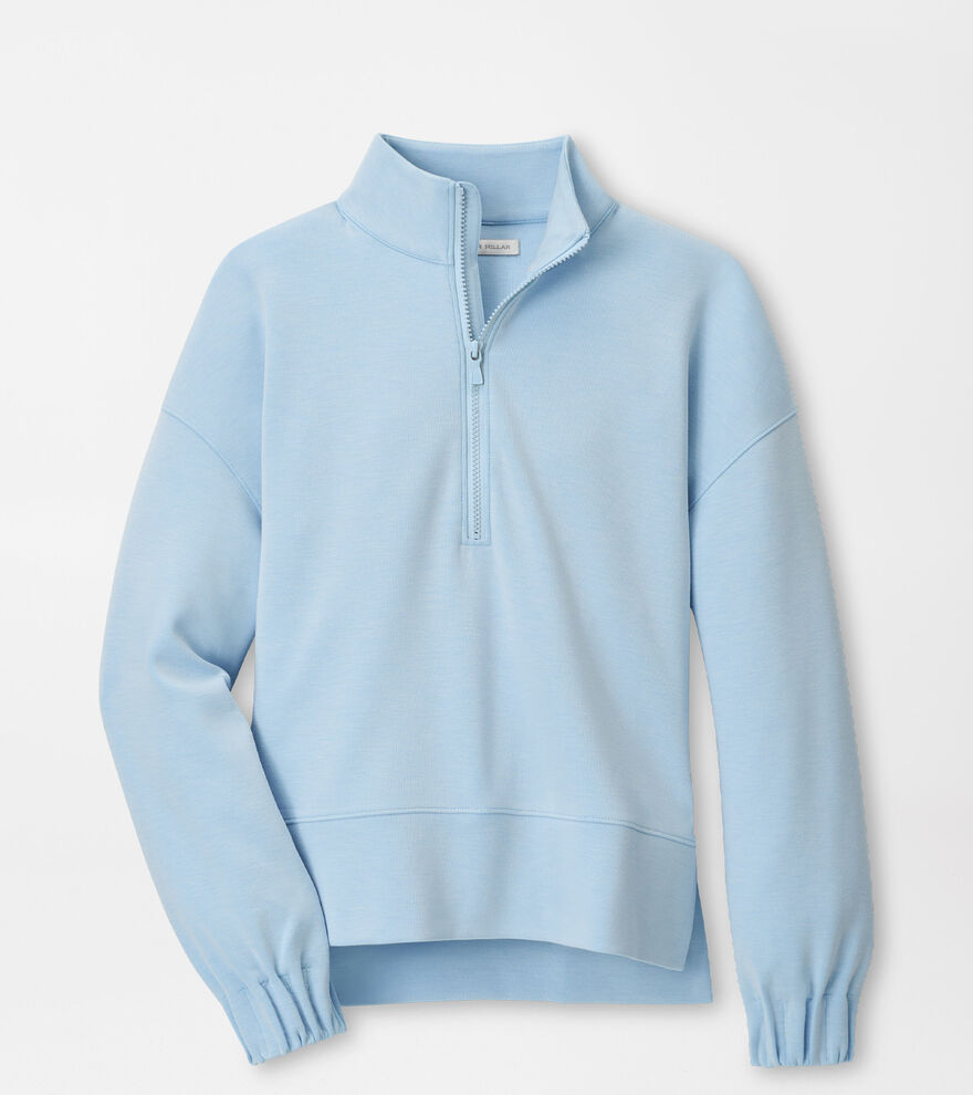 Flora Knit Mélange Half-Zip Pullover Blue Brisk