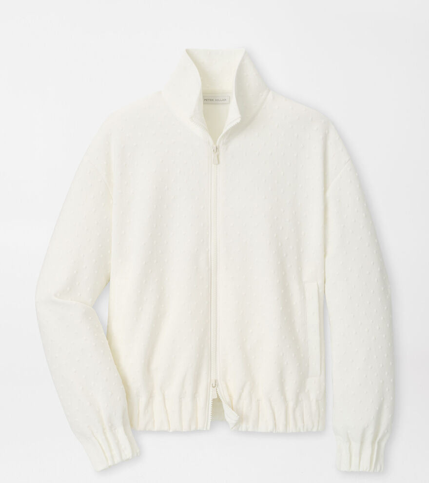 Flora Knit Swiss Dot Jacquard Full-Zip Soft White