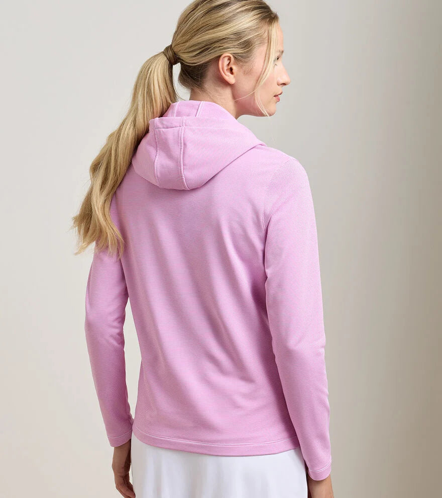Pine Sugar Stripe Performance Hoodie White/Peony