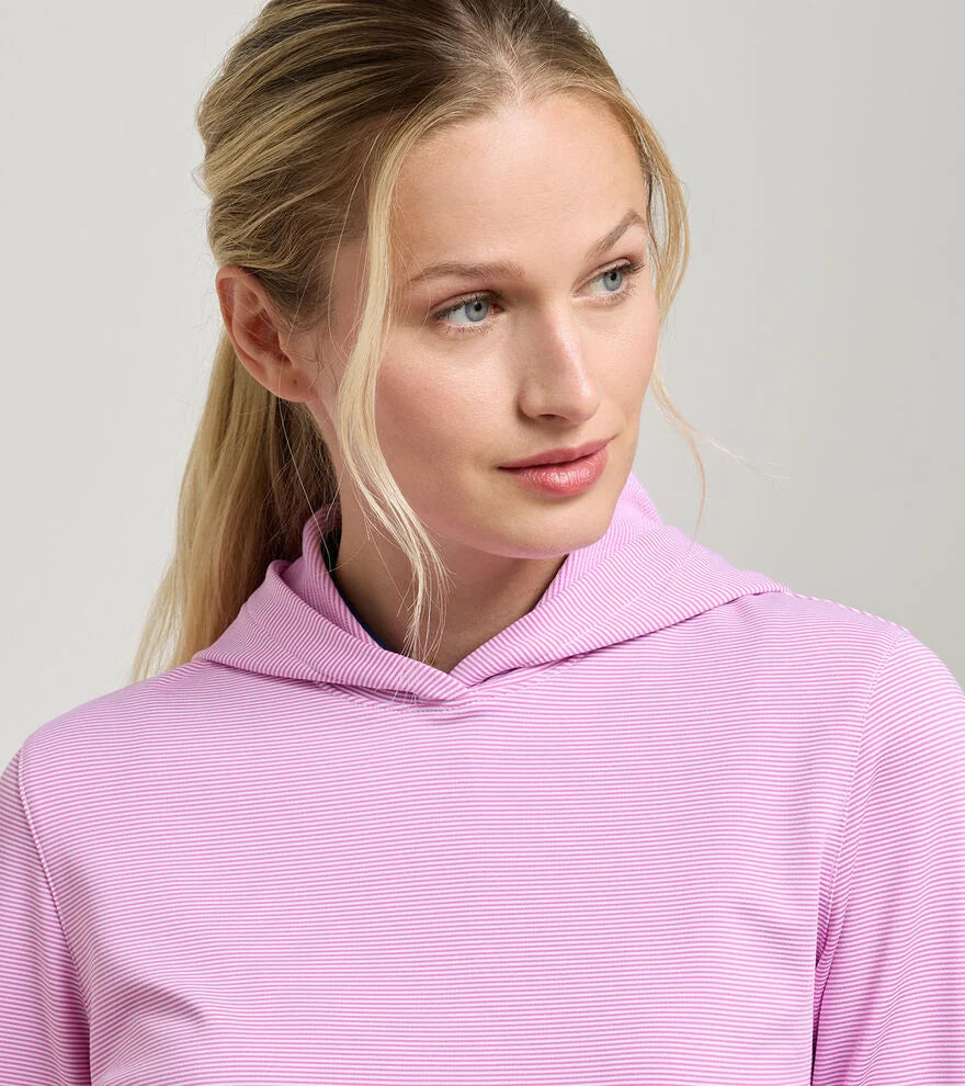 Pine Sugar Stripe Performance Hoodie White/Peony