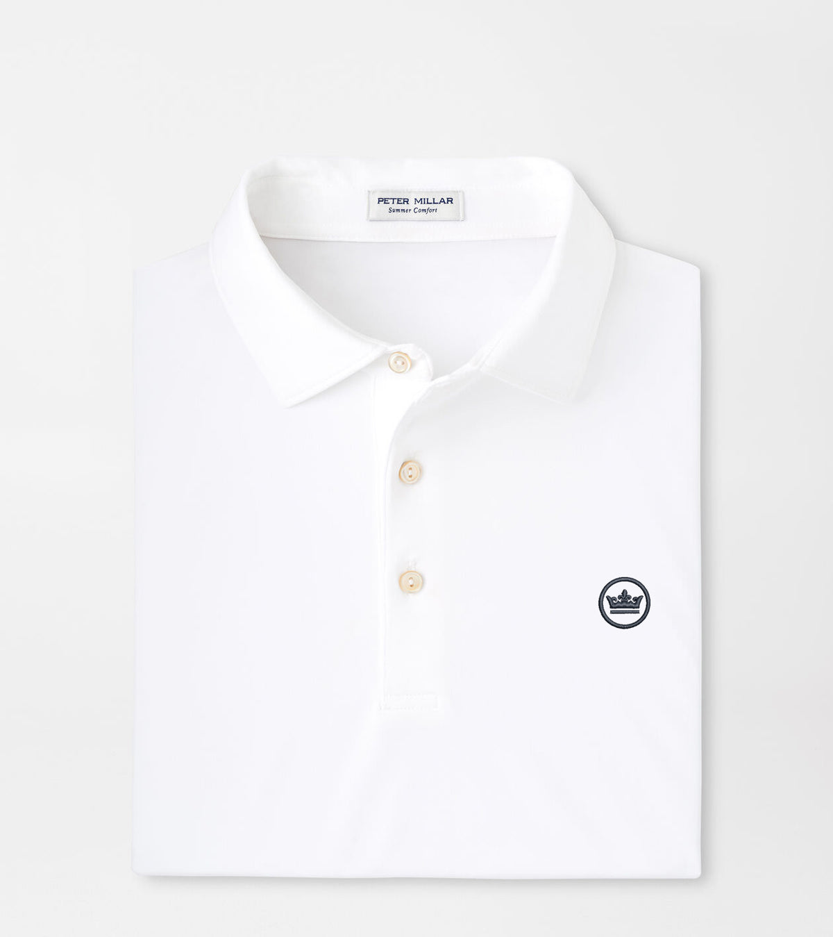 Crown Seal Logo Solid Performance Jersey Polo White
