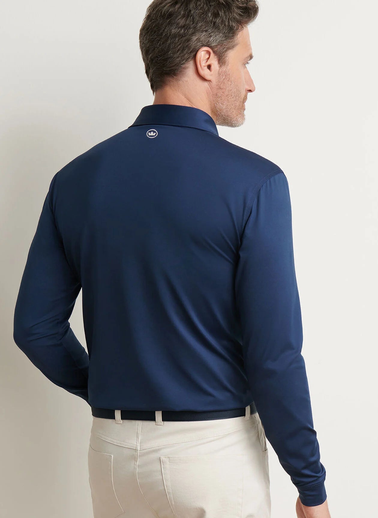 Solid Stretch Jersey Long Sleeve Polo Navy