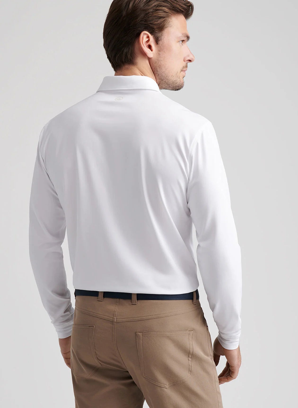Solid Stretch Jersey Long Sleeve Polo White