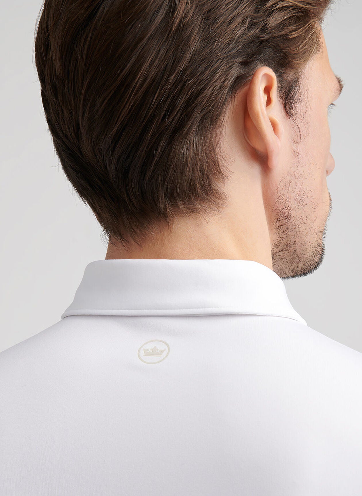 Solid Stretch Jersey Long Sleeve Polo White