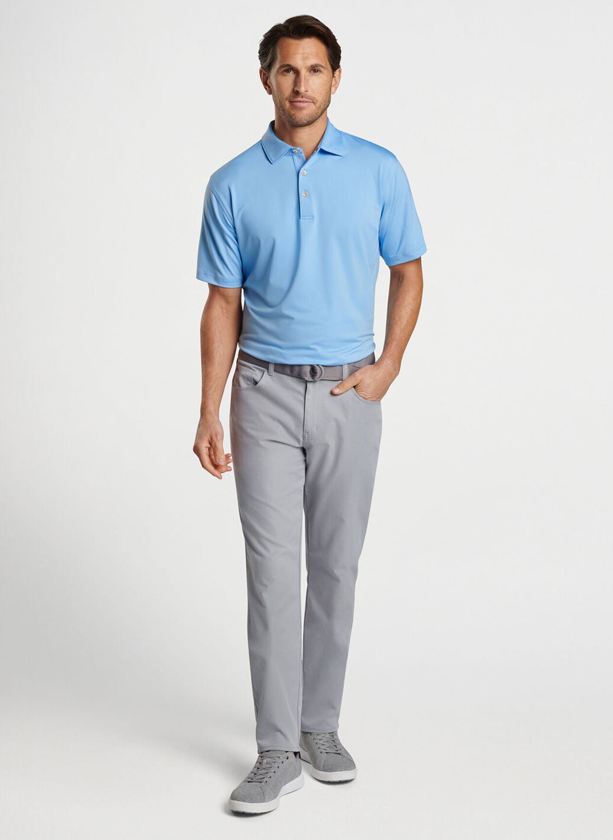 SOLID PERFORMANCE JERSEY POLO COTTAGE BLUE