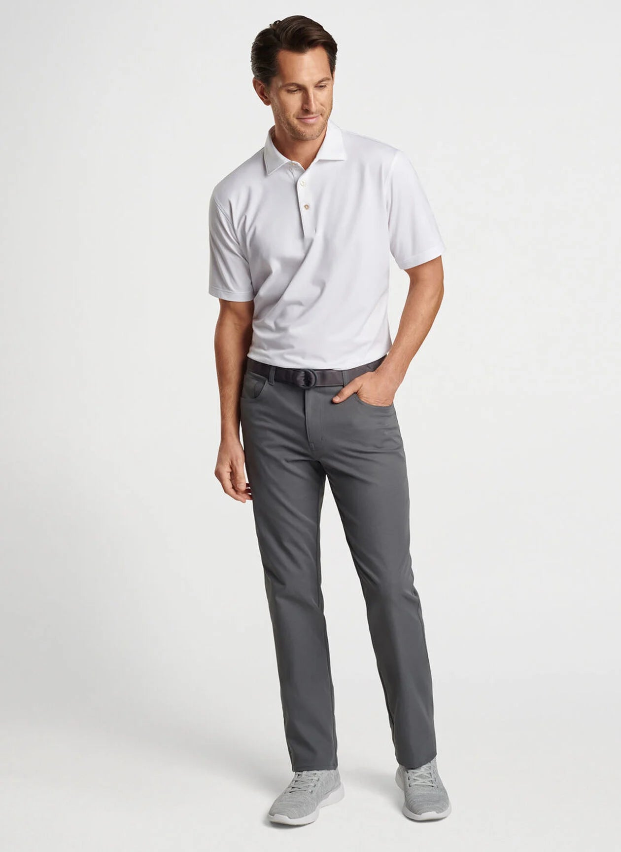 SOLID PERFORMANCE JERSEY POLO WHITE