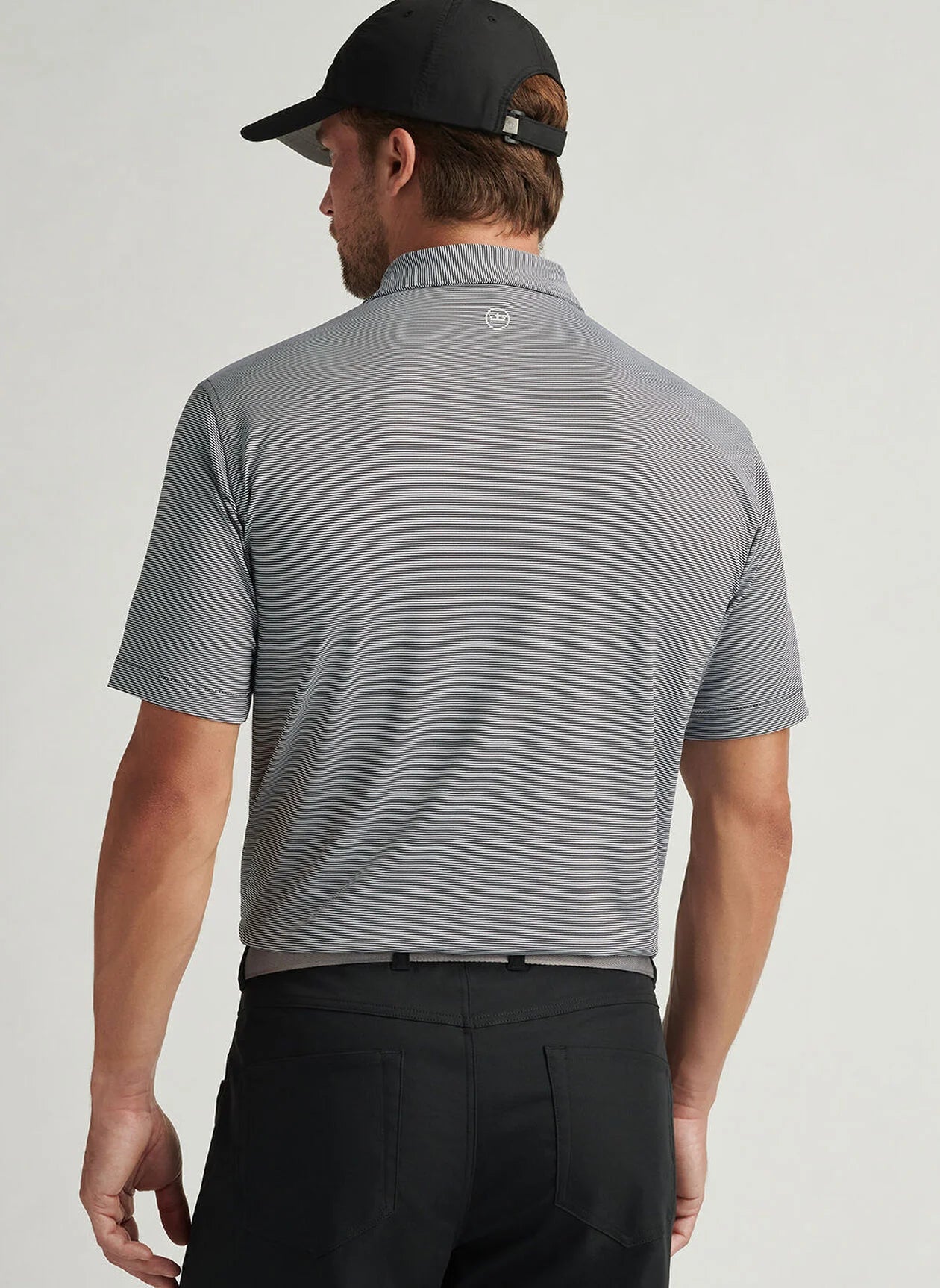 JUBILEE STRIPE PERFORMANCE POLO BLACK