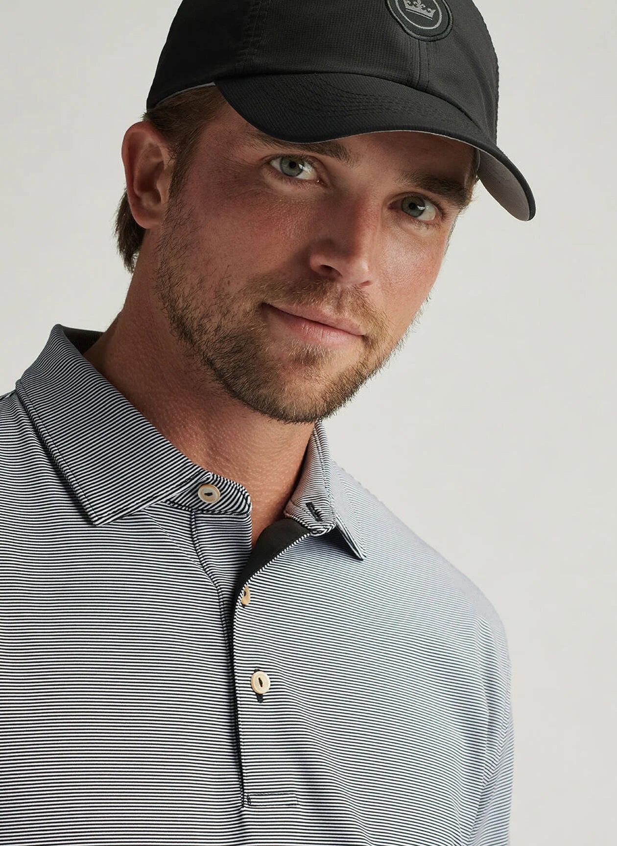 JUBILEE STRIPE PERFORMANCE POLO BLACK