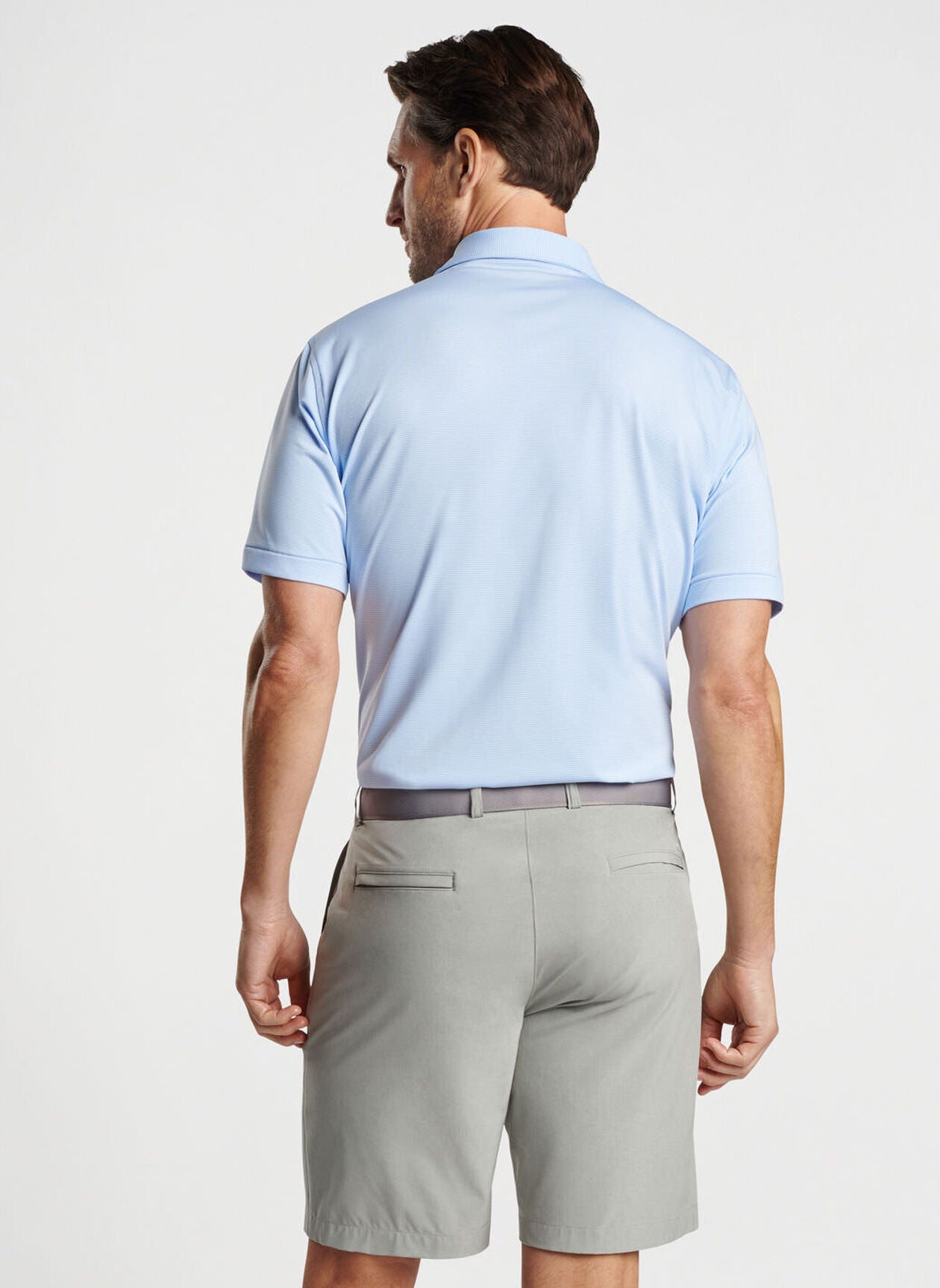 JUBILEE STRIPE PERFORMANCE POLO COTTAGE BLUE