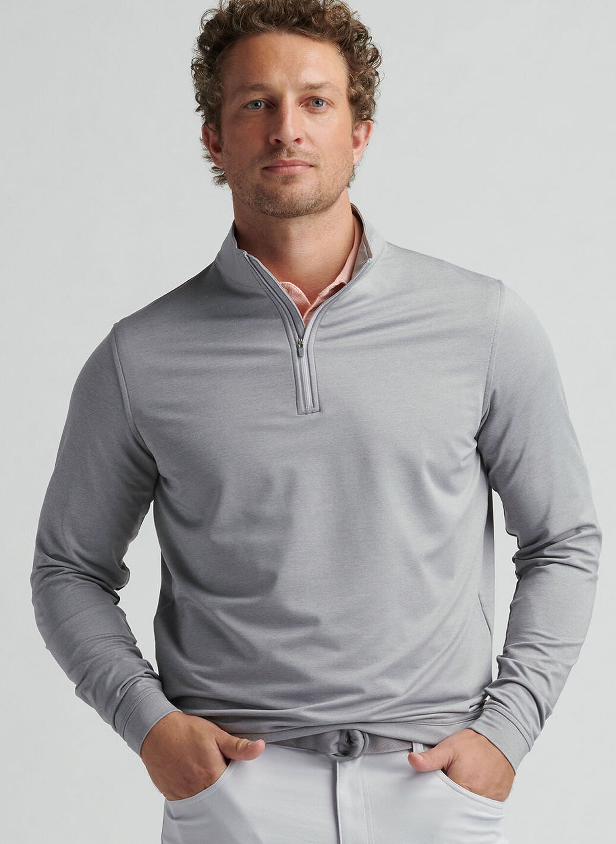 PERTH MÉLANGE PERFORMANCE QUARTER-ZIP GALE GREY