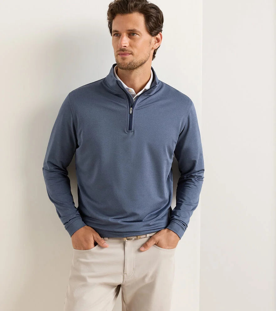 Perth Mélange Performance Quarter-Zip Navy