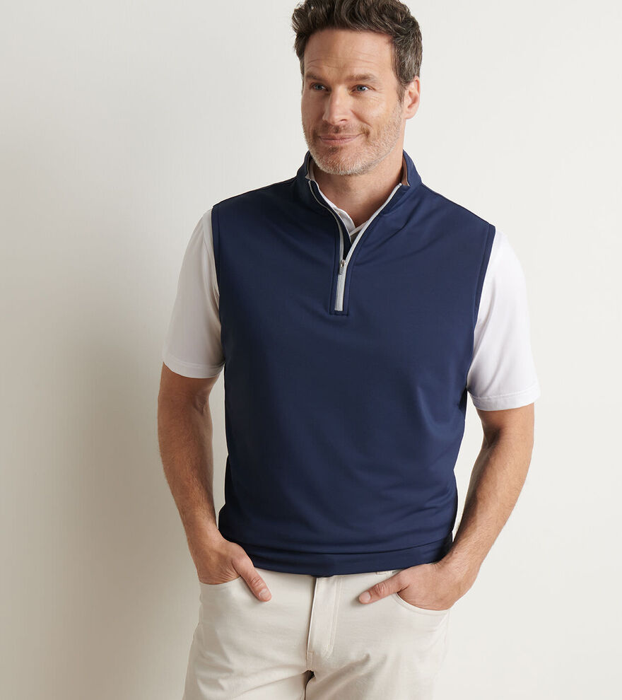 GALWAY STRETCH LOOP TERRY QUARTER-ZIP VEST NAVY
