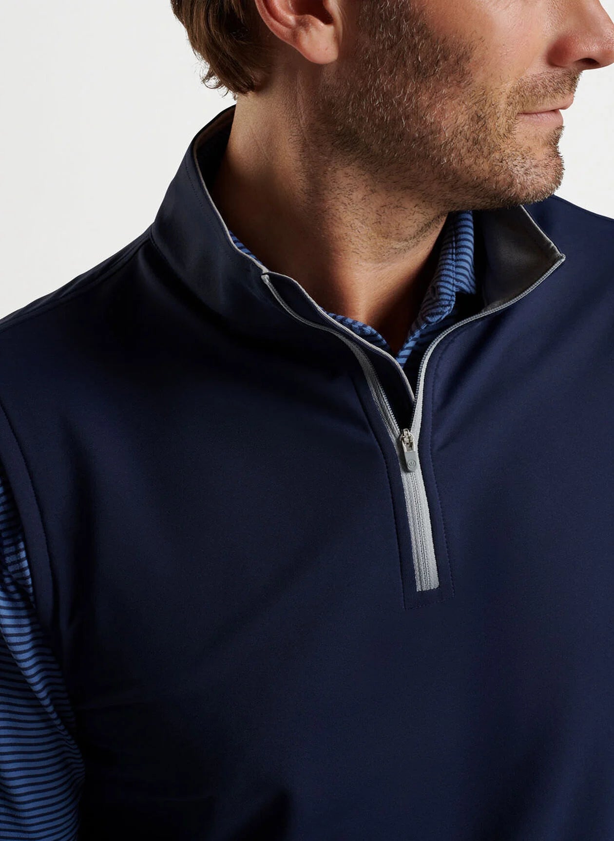GALWAY STRETCH LOOP TERRY QUARTER-ZIP VEST NAVY