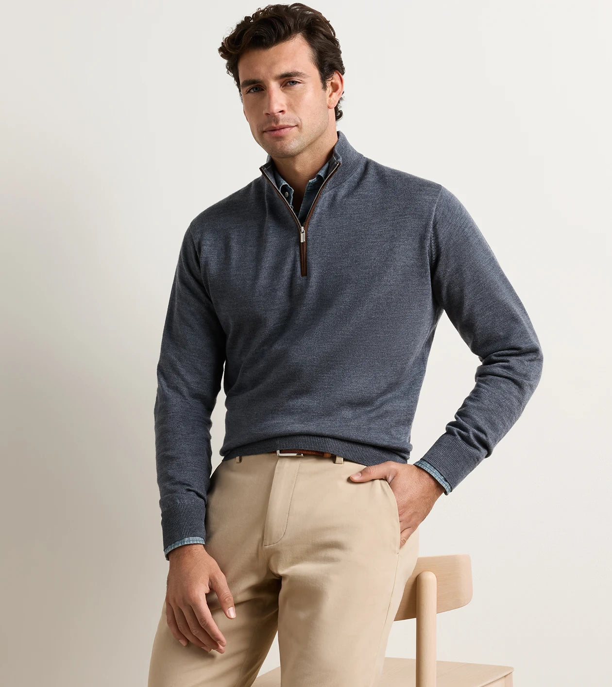 Autumn Crest Suede Trim Quarter-Zip Charcoal