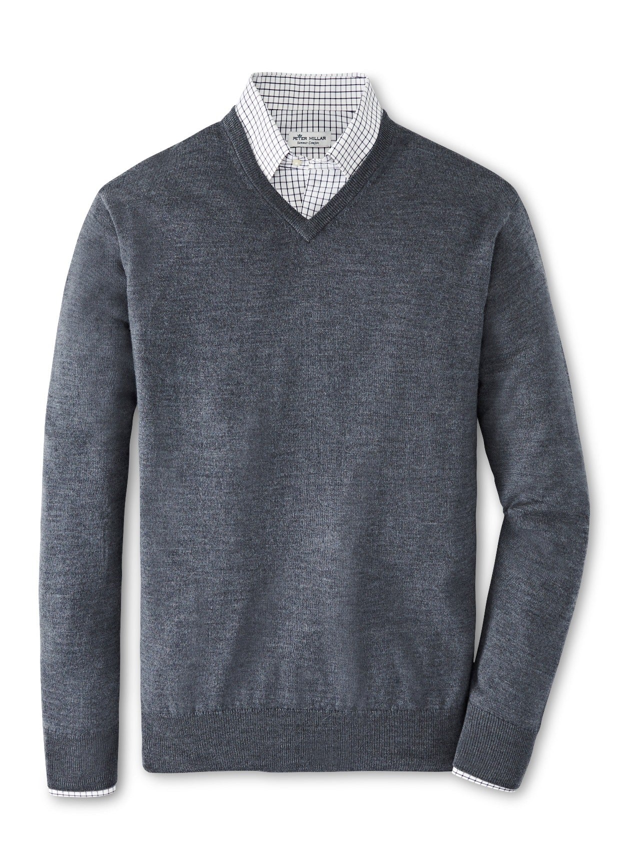 CROWN SOFT MERINO-SILK V-NECK SWEATER CHARCOAL
