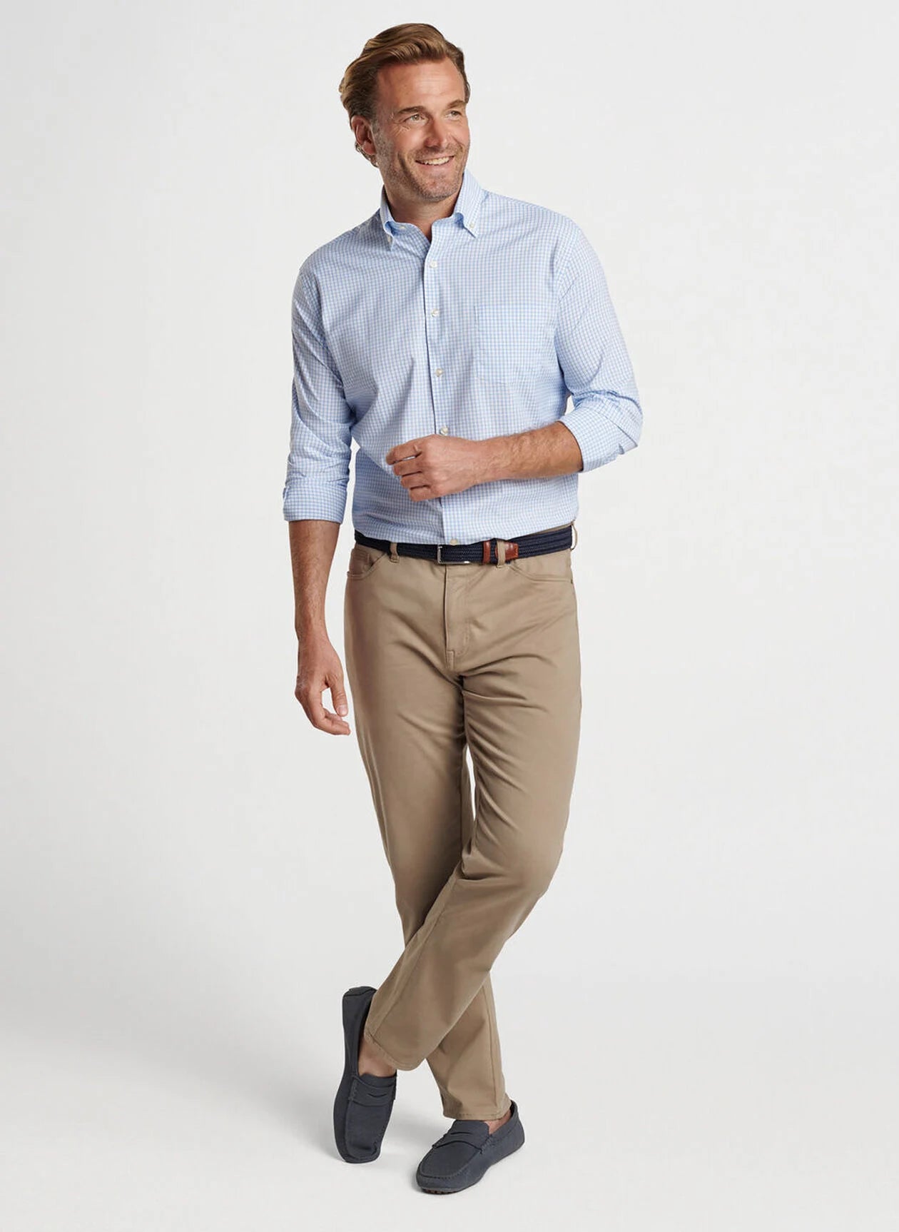 HANFORD PERFORMANCE TWILL SPORT SHIRT COTTAGE BLUE