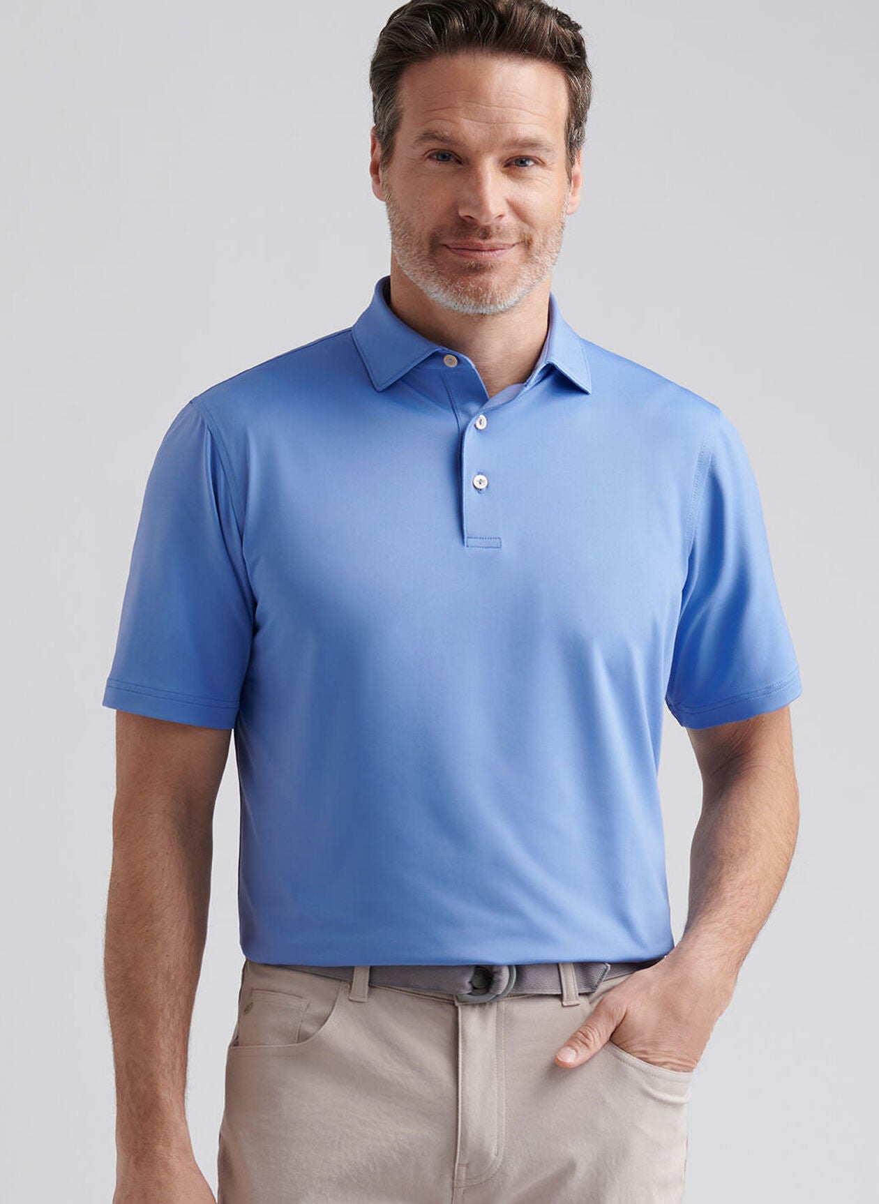 Solid Performance Jersey Polo Evening Tide