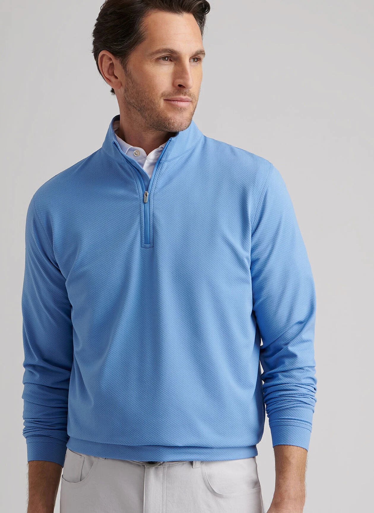 PERTH CROSS HATCH PERFORMANCE QUARTER-ZIP EVENING TIDE
