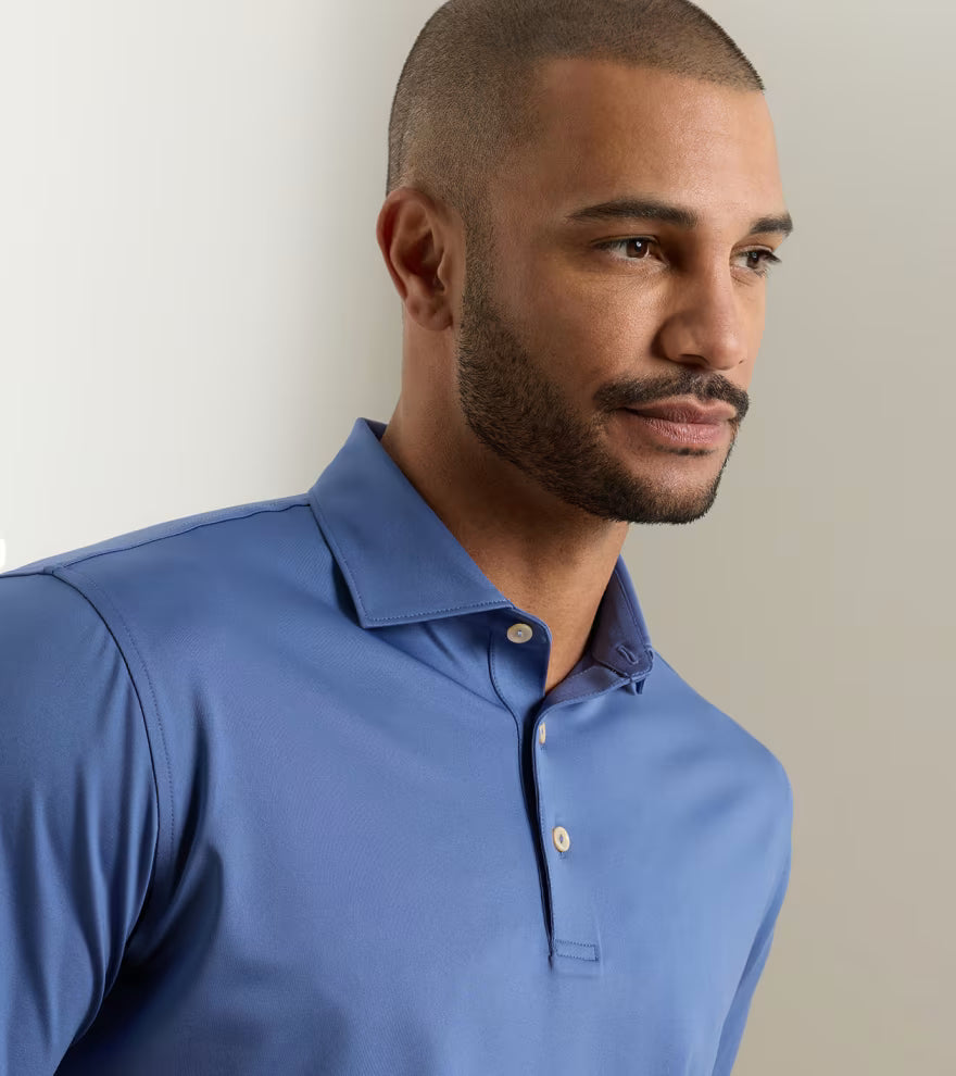 SOLID PERFORMANCE JERSEY POLO BALI BLUE