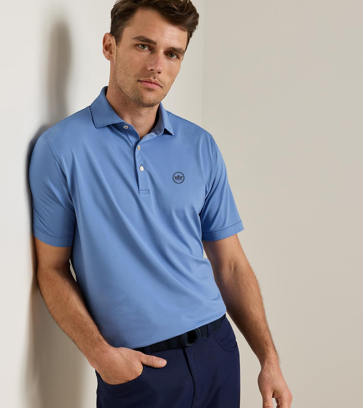 Crown Seal Logo Jubilee Performance Jersey Polo Bali Blue/Estate Blue