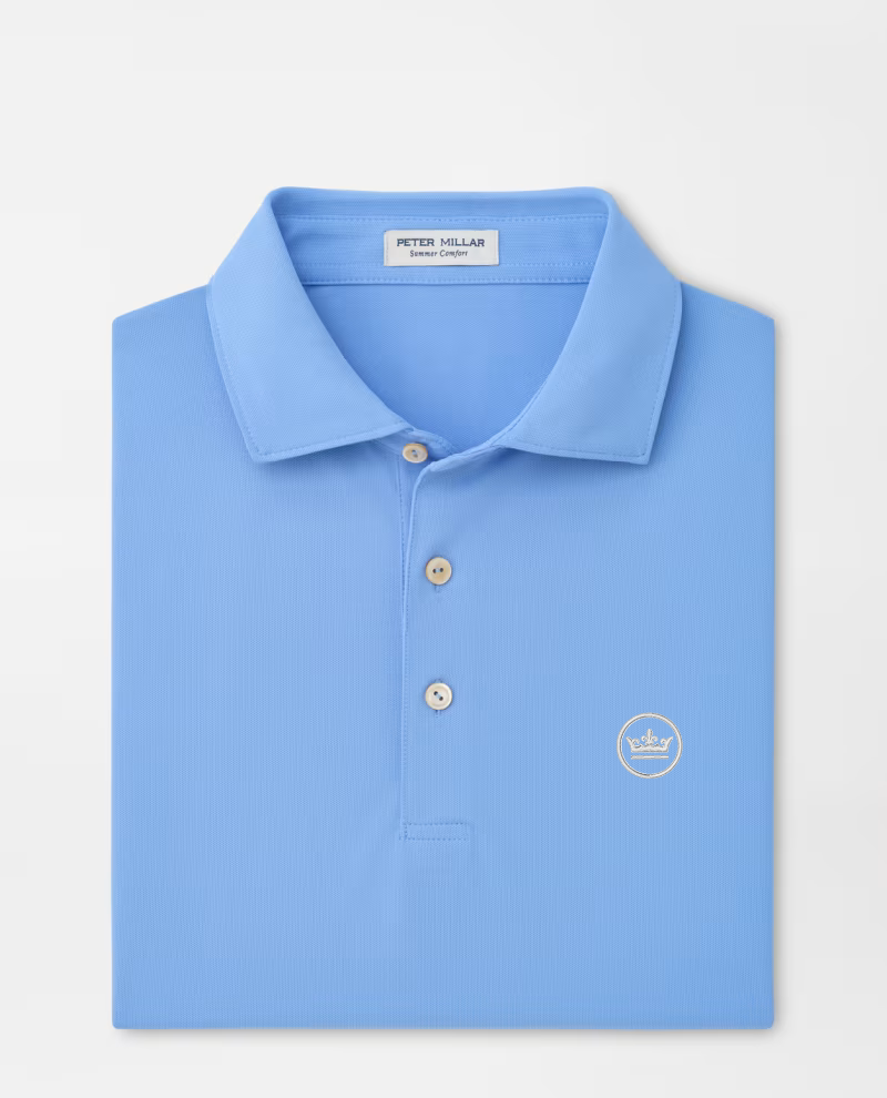 Crown Seal Logo Performance Mesh Polo Estate Blue