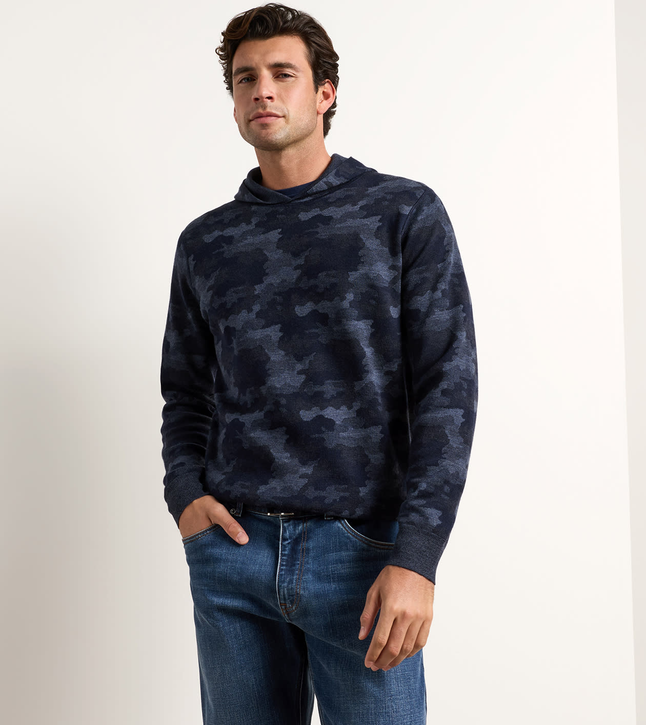 Reversible Camo Hoodie Midnight Navy