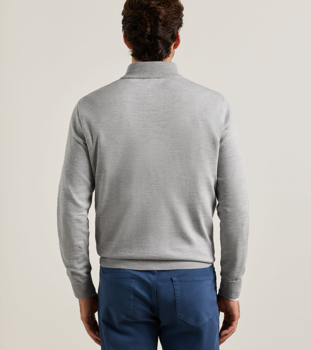 Canton Stripe Quarter-Zip Sweater Battleship