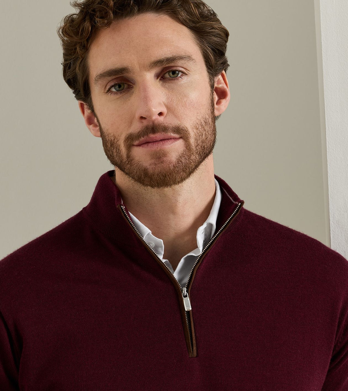Autumn Crest Suede Trim Quarter-Zip Bordeaux