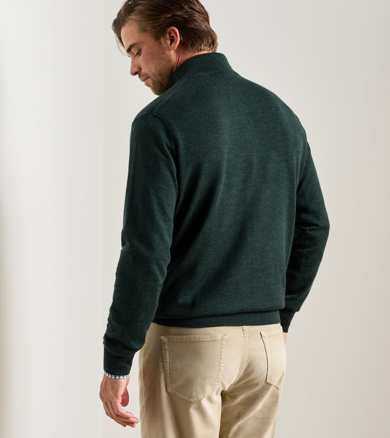 Autumn Crest Suede Trim Quarter-Zip Pine Brook