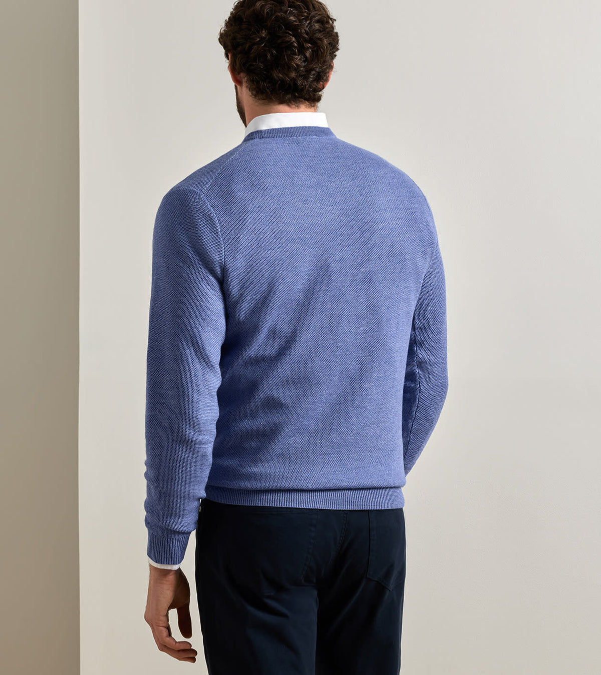 Autumn Crest Honeycomb Crewneck Sweater Blue Freesia