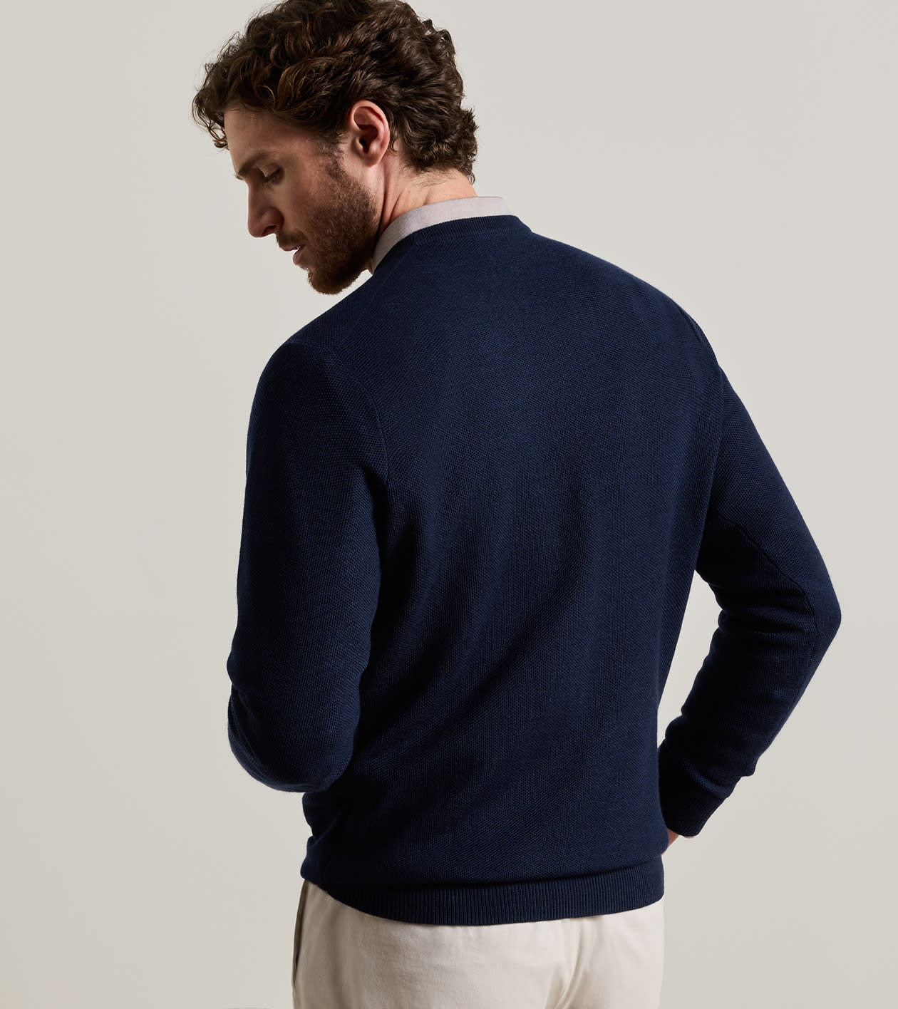 Autumn Crest Honeycomb Crewneck Sweater NAVY