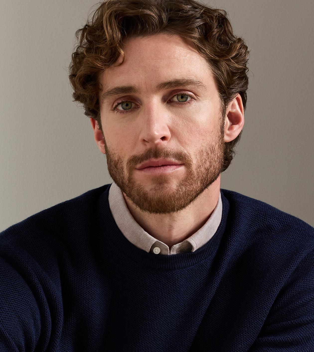 Autumn Crest Honeycomb Crewneck Sweater NAVY