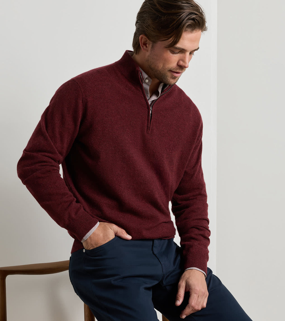 25th Anniversary Cashmere Quarter-Zip Sweater Bordeaux