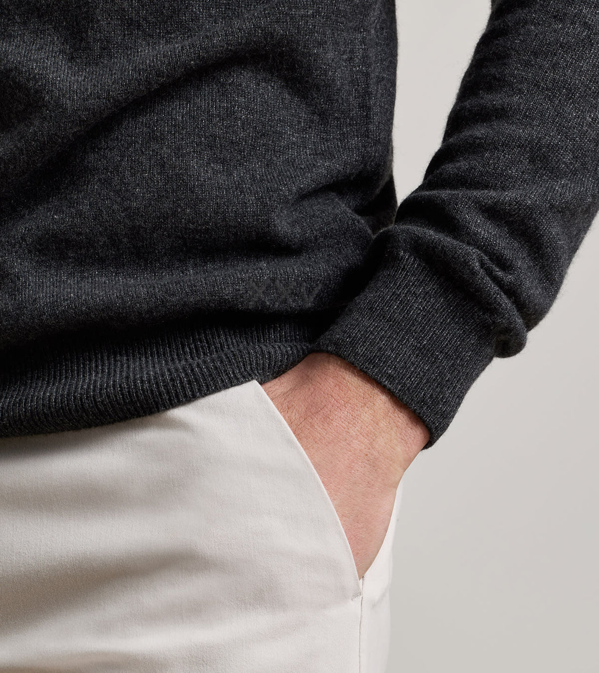 25th Anniversary Cashmere Quarter-Zip Sweater Charcoal