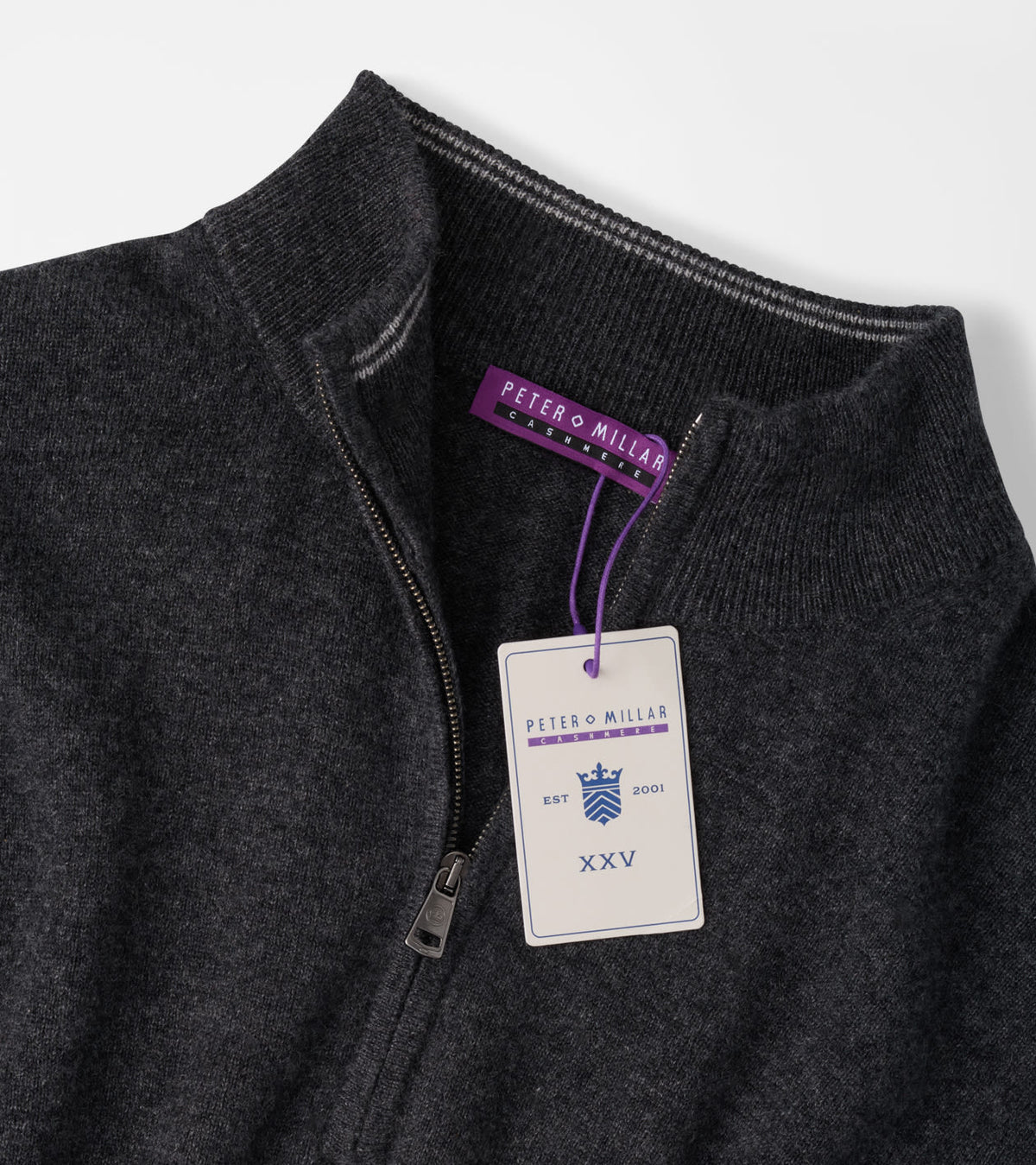 25th Anniversary Cashmere Quarter-Zip Sweater Charcoal