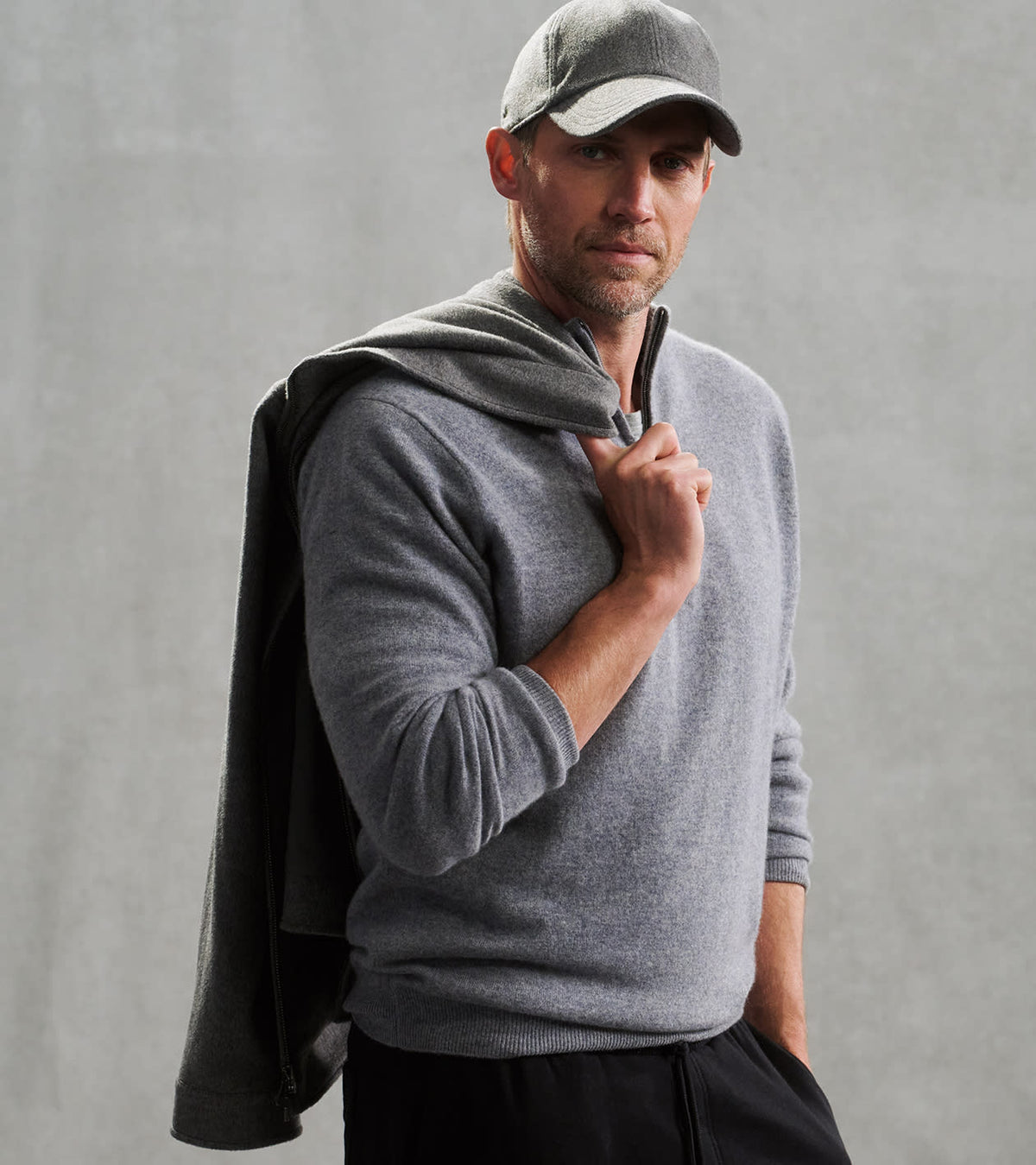 25th Anniversary Cashmere Quarter-Zip Sweater Oslo Grey