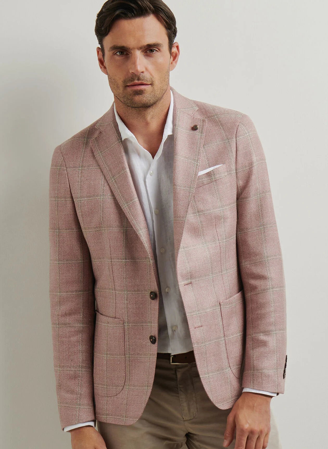 Sonoma Windowpane Soft Jacket Pink Crepe