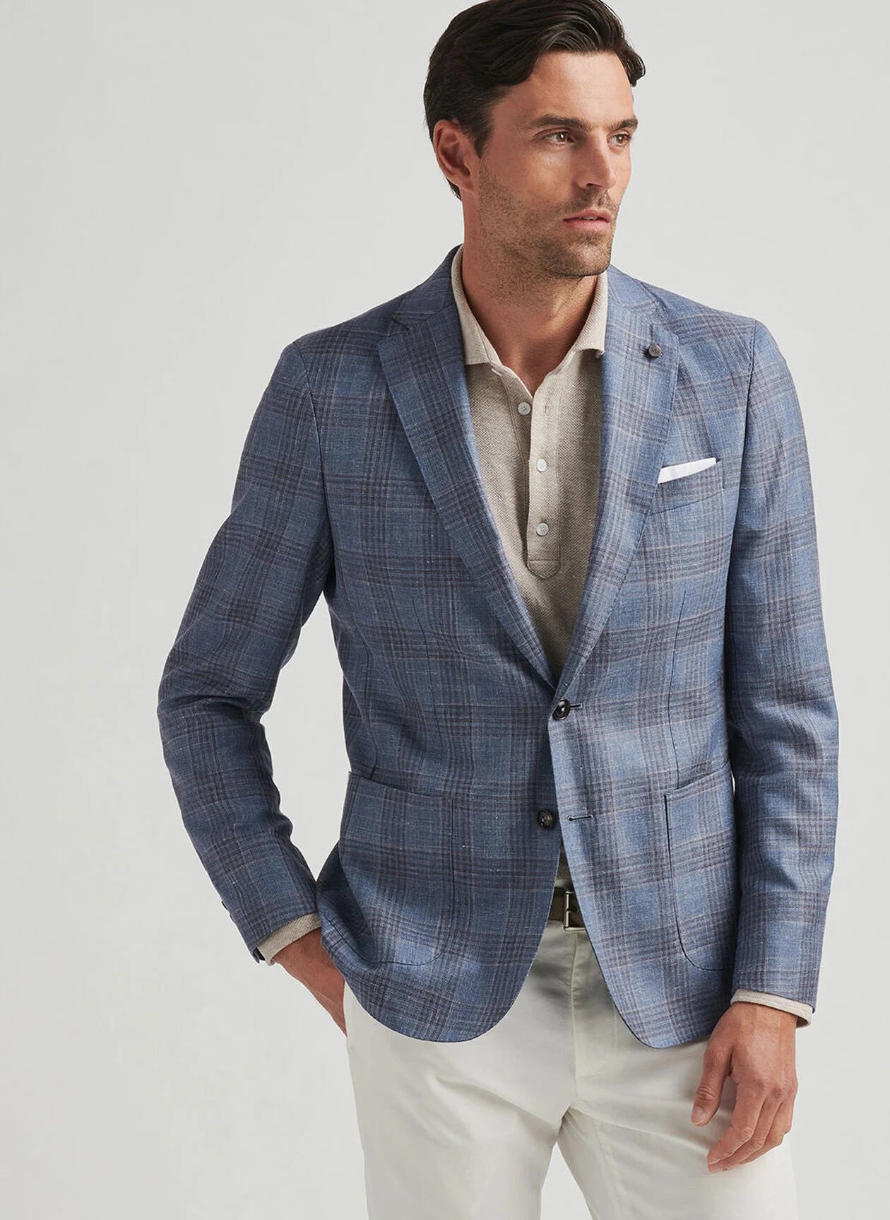 Ames Plaid Soft Coat Blue Pearl
