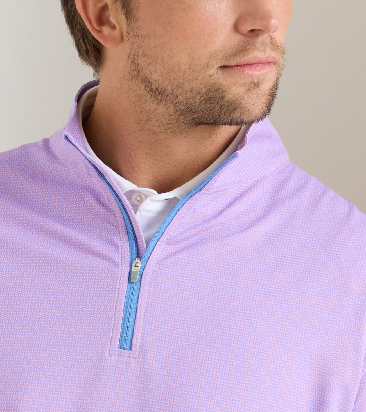Perth Basketweave Performance Quarter-Zip Pink Parfait