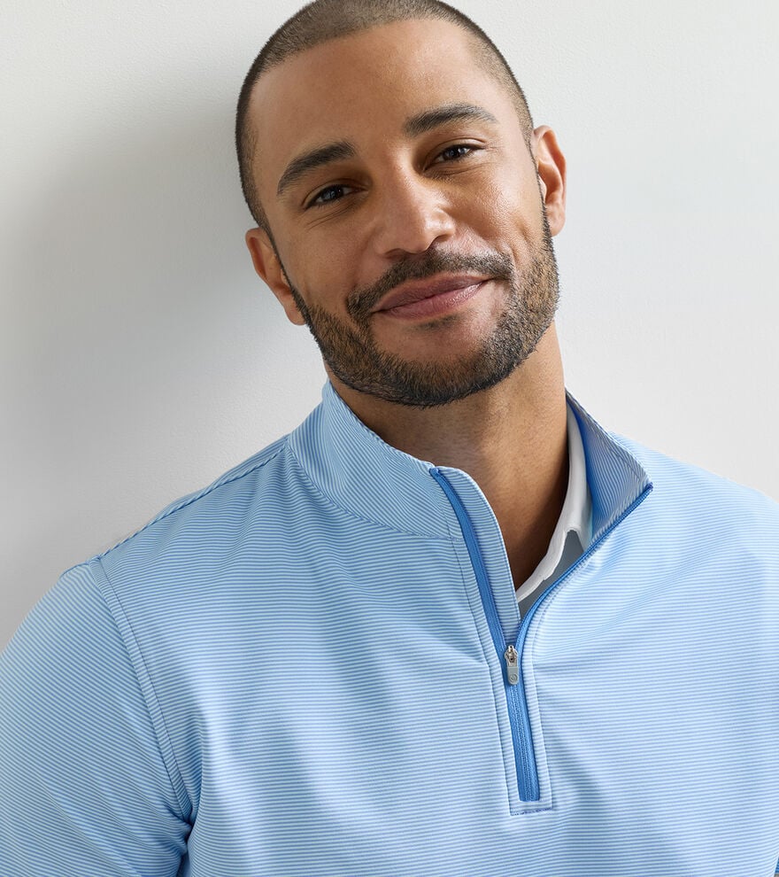 Perth Sugar Stripe Performance Quarter-Zip Blue Bird