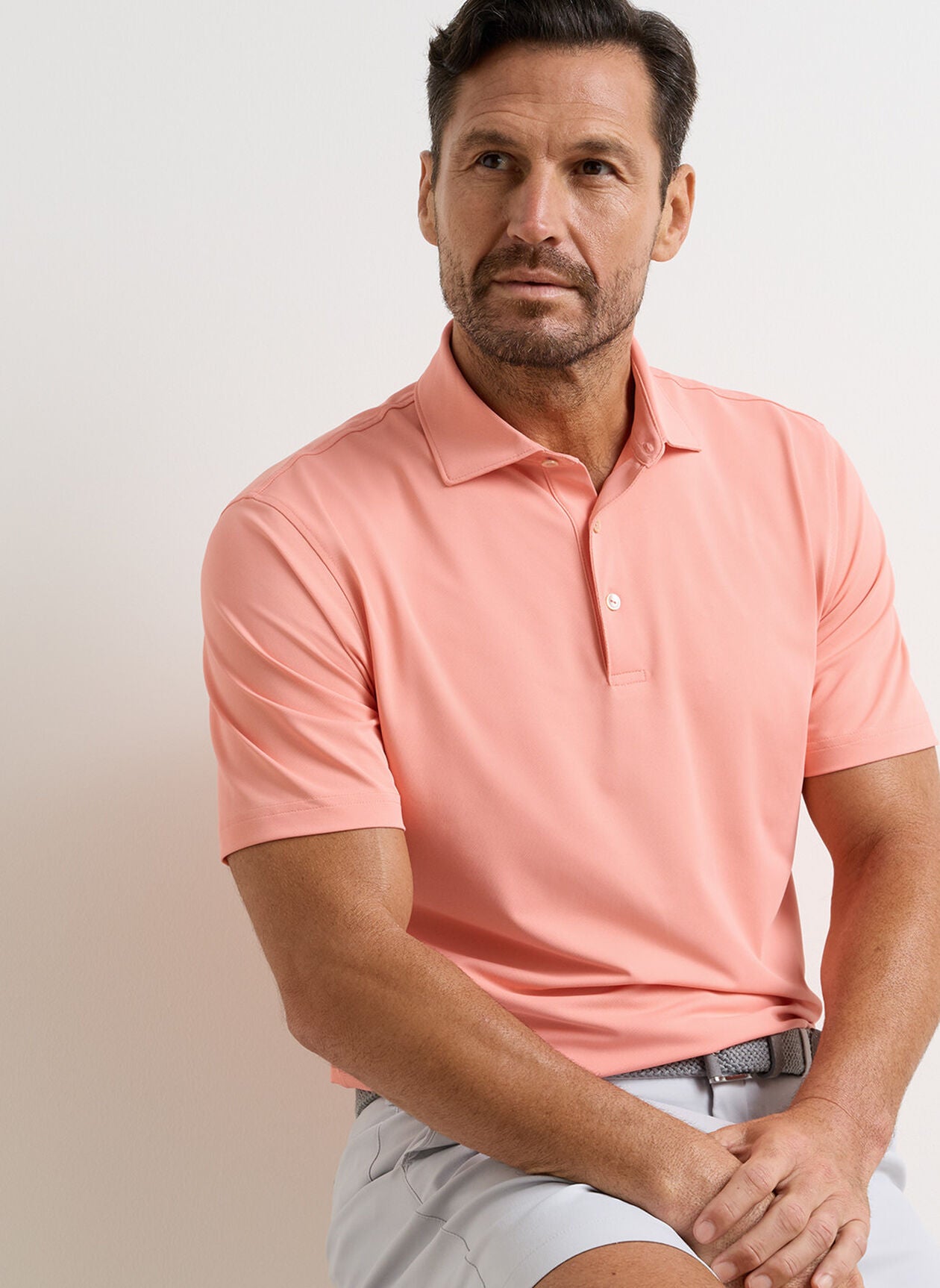 Solid Performance Mesh Polo Summer Apricot