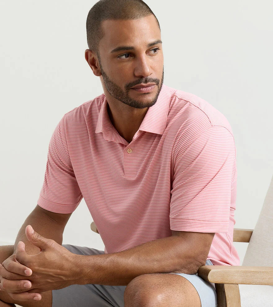 Featherweight Stripe Performance Polo Venetian Pink